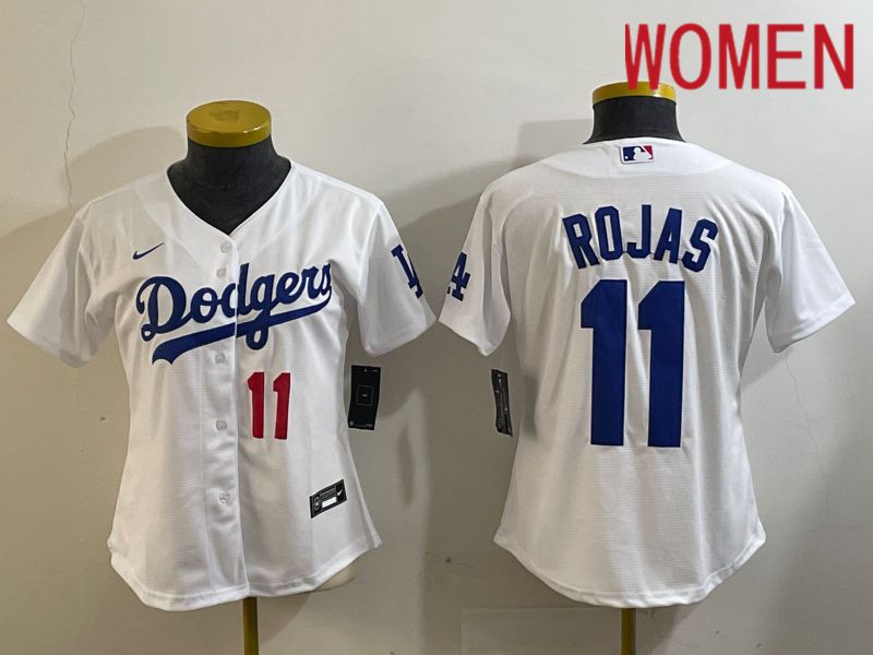 Women Los Angeles Dodgers #11 Rojas White Game 2024 Nike MLB Jersey style 4